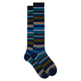 Calza Lunga Uomo Cotone Righe Multicolor Royal/Carminio Gallo