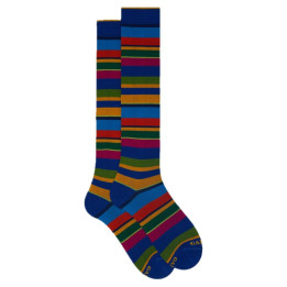 Calza Lunga Uomo Cotone Righe Multicolor Cobalto/Mapo Gallo